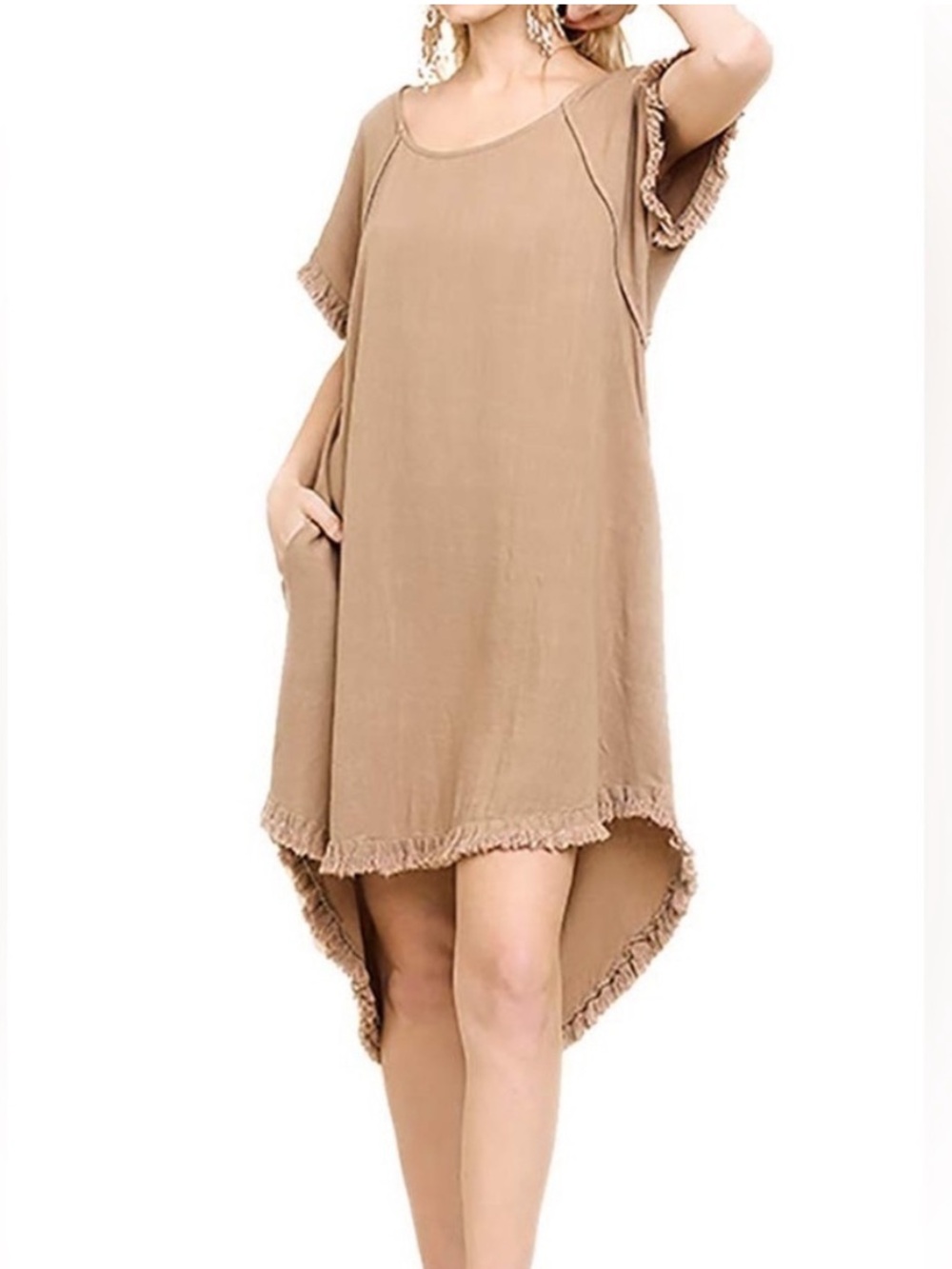 Umgee High-Low Fringe Trim Dress - Picture 2 of 9